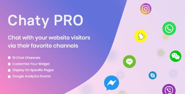 Chaty Pro with your website visitors via their favorite channels like WhatsApp chat, Facebook Messenger, and more.