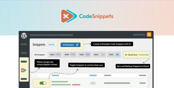 Code Snippets Pro Safely customize your website with fewer plugins and without child themes.