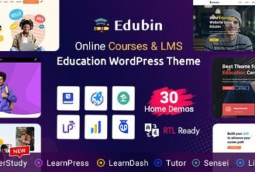 Edubin Nulled is one of the best Education LMS WordPress Theme perfect for Sell Online Courses, University, College, School, Training Center, E-Learning, & Other Institutes.