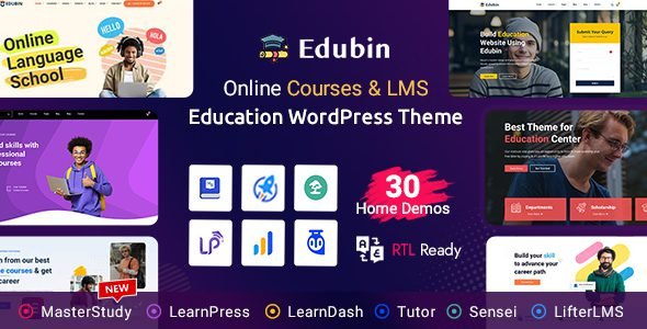 Edubin Nulled is one of the best Education LMS WordPress Theme perfect for Sell Online Courses, University, College, School, Training Center, E-Learning, & Other Institutes.